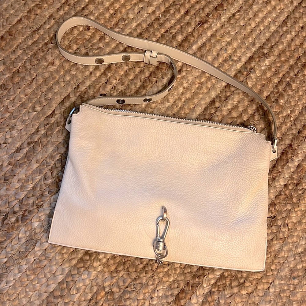 All Saints shoulder bag, off white leather with silver hardware